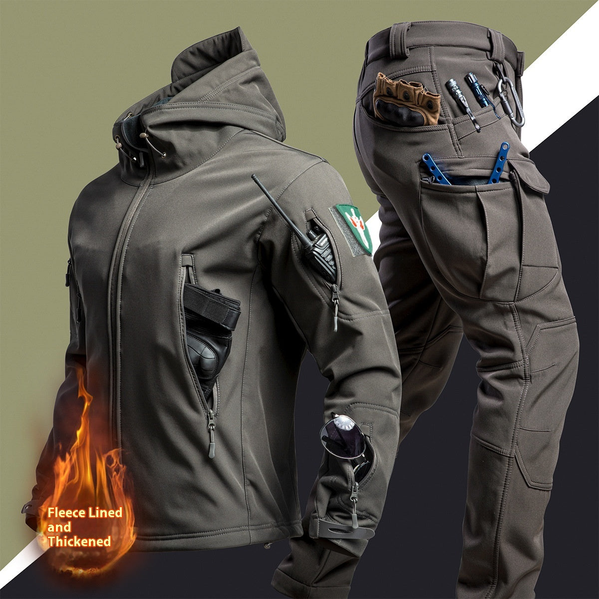 Camouflage Winter Outdoors Shell Jacket Suit For Men Mein Shop