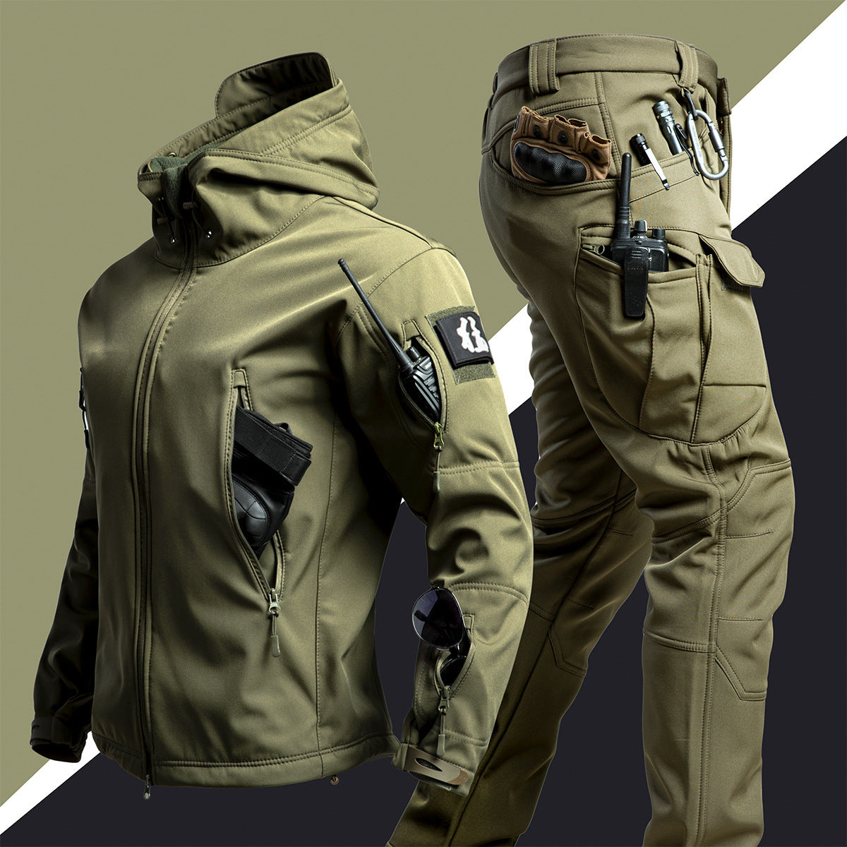 Camouflage Winter Outdoors Shell Jacket Suit For Men Mein Shop