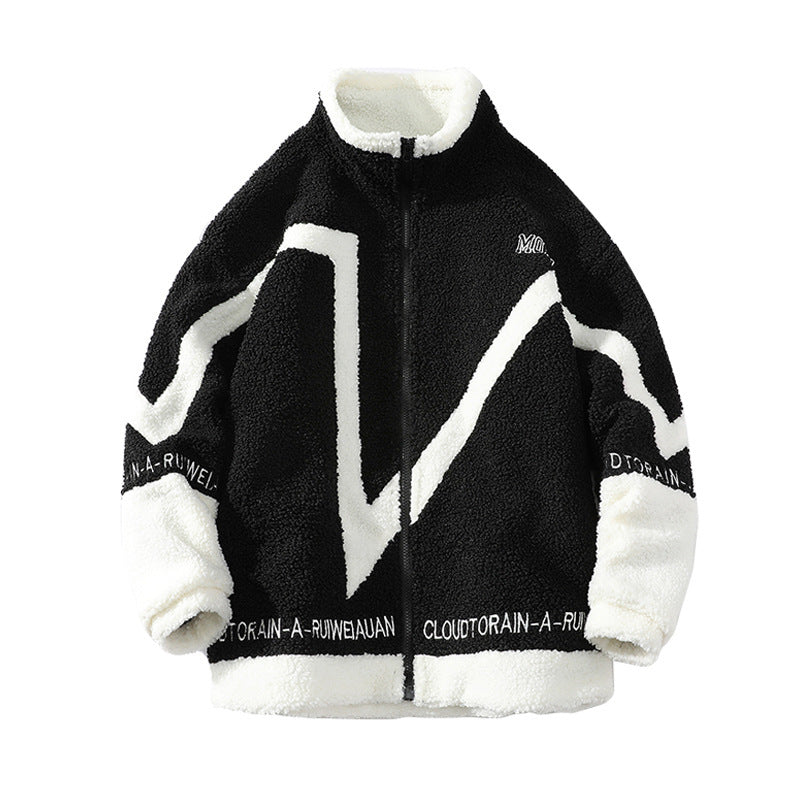 Autumn And Winter New Hanging Pat Lambswool Particle Fleece Jacket Men Mein Shop