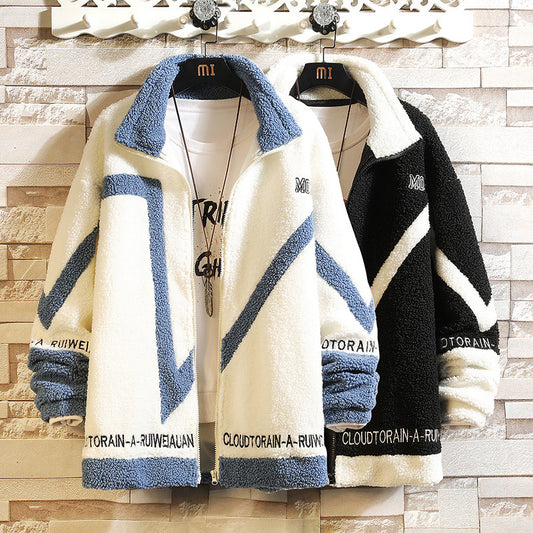 Autumn And Winter New Hanging Pat Lambswool Particle Fleece Jacket Men Mein Shop