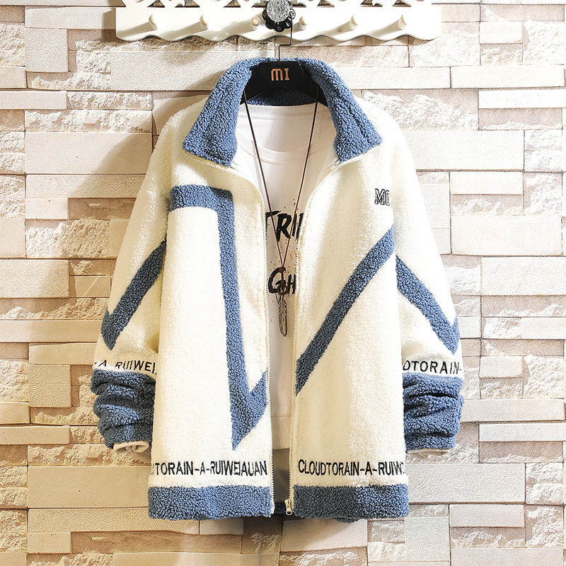 Autumn And Winter New Hanging Pat Lambswool Particle Fleece Jacket Men Mein Shop