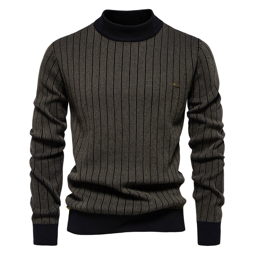 Herren Pullover mit Halbrollkragen – Slim Fit & Gestreift