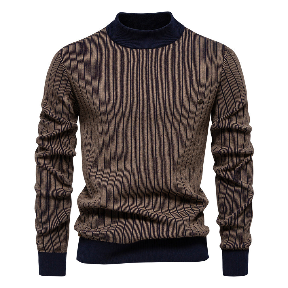 Herren Pullover mit Halbrollkragen – Slim Fit & Gestreift