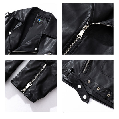 Men's Street Zipper Loose Hip Hop PU Leather Jacket Mein Shop