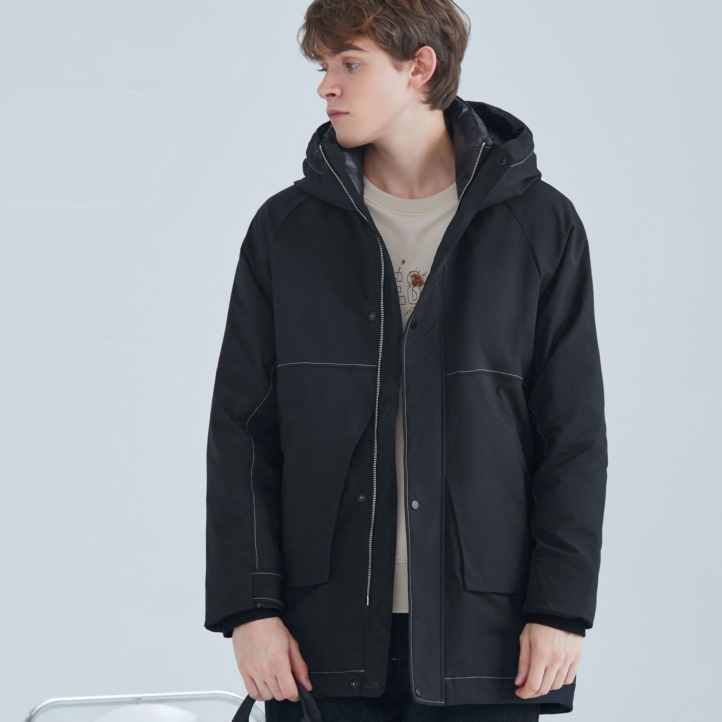 Herren Daunenjacke mit Kapuze – Lang & Wärmend