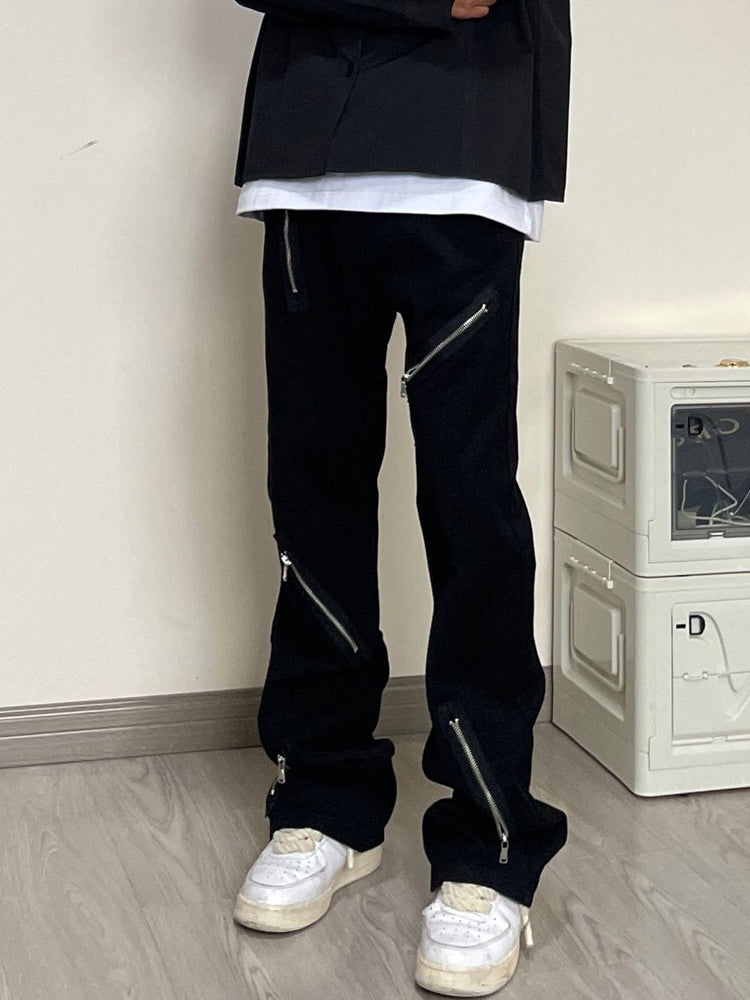 Zipper Design Jeans For Men With Straight Sleeves Mein Shop