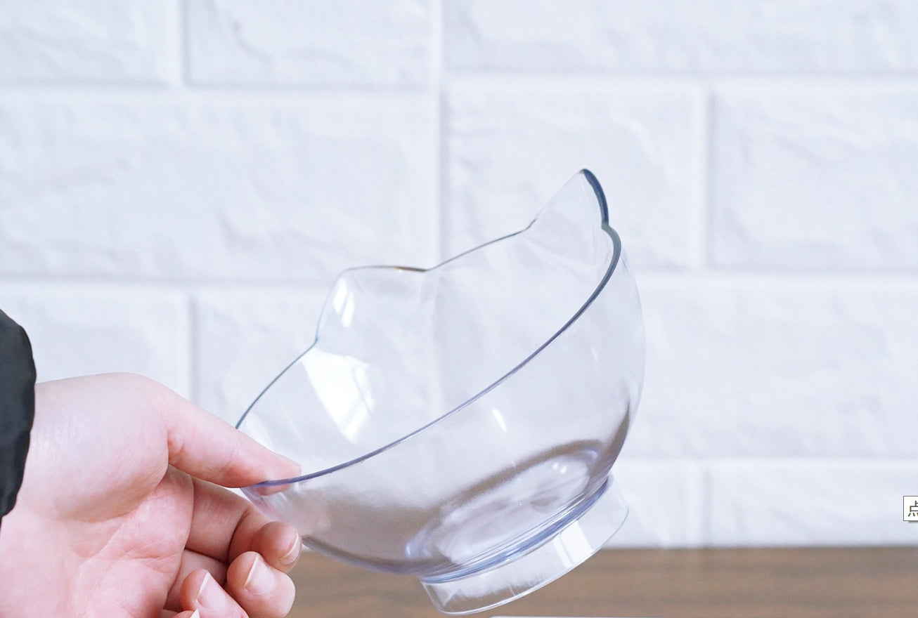 New Inclined Food Cat Ear Oblique Mouth Transparent Single Pet Bowl Mein Shop