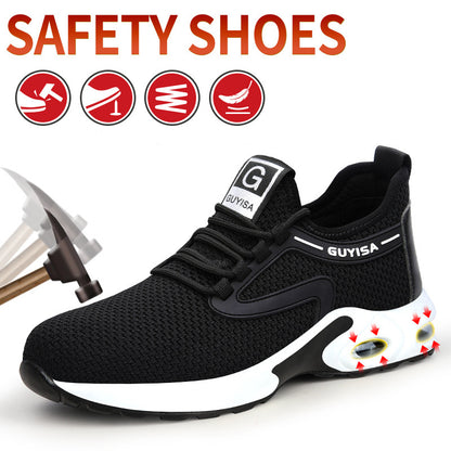 Black Sneakers Men Work Safety Shoes Lightweight Breathable For Gym Travel Work Casual Tennis Running Shoes Mein Shop