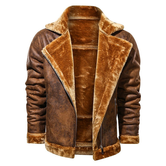Retro Winter Herrenjacke in Wildleder-Optik – Stilvoll & Warm