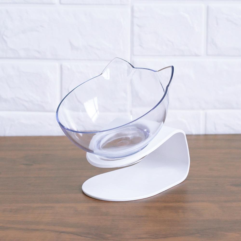 New Inclined Food Cat Ear Oblique Mouth Transparent Single Pet Bowl Mein Shop