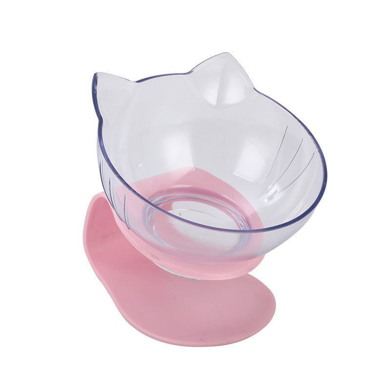 New Inclined Food Cat Ear Oblique Mouth Transparent Single Pet Bowl Mein Shop