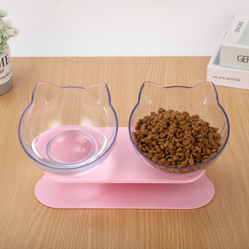 New Inclined Food Cat Ear Oblique Mouth Transparent Single Pet Bowl Mein Shop