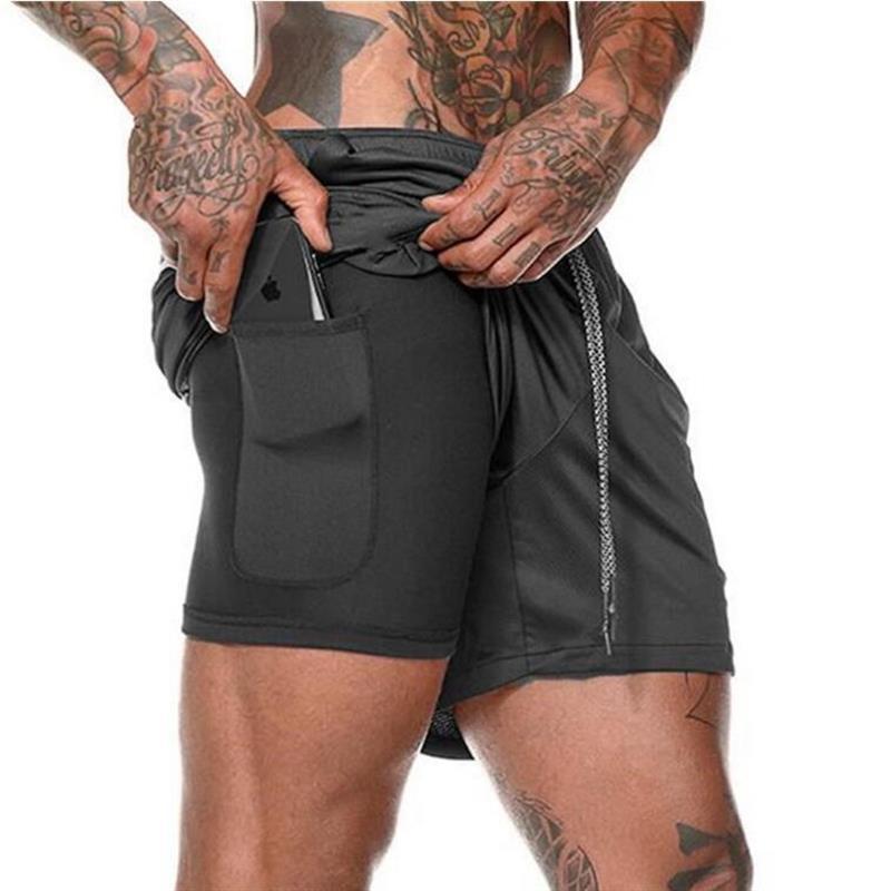 Running Shorts Men 2 In 1 Double-deck Quick Dry GYM  Fitness Jogging Workout  Pants Mein Shop