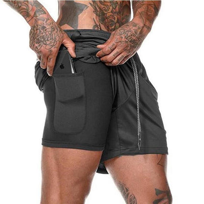 Running Shorts Men 2 In 1 Double-deck Quick Dry GYM  Fitness Jogging Workout  Pants Mein Shop
