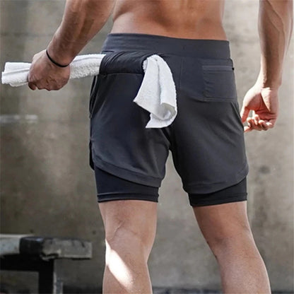 Running Shorts Men 2 In 1 Double-deck Quick Dry GYM  Fitness Jogging Workout  Pants Mein Shop