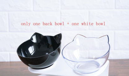 New Inclined Food Cat Ear Oblique Mouth Transparent Single Pet Bowl Mein Shop