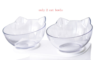 New Inclined Food Cat Ear Oblique Mouth Transparent Single Pet Bowl Mein Shop