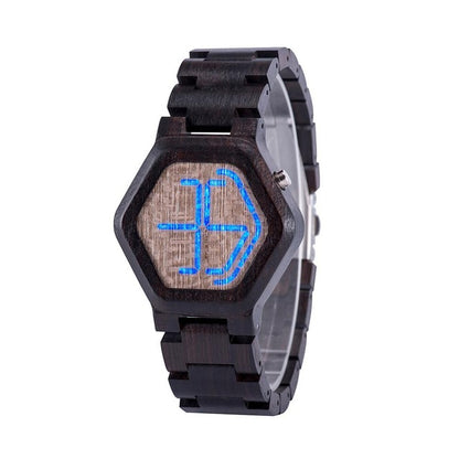 LED Display Wooden Watch Men Wristwatches Wood Night Vision Mein Shop