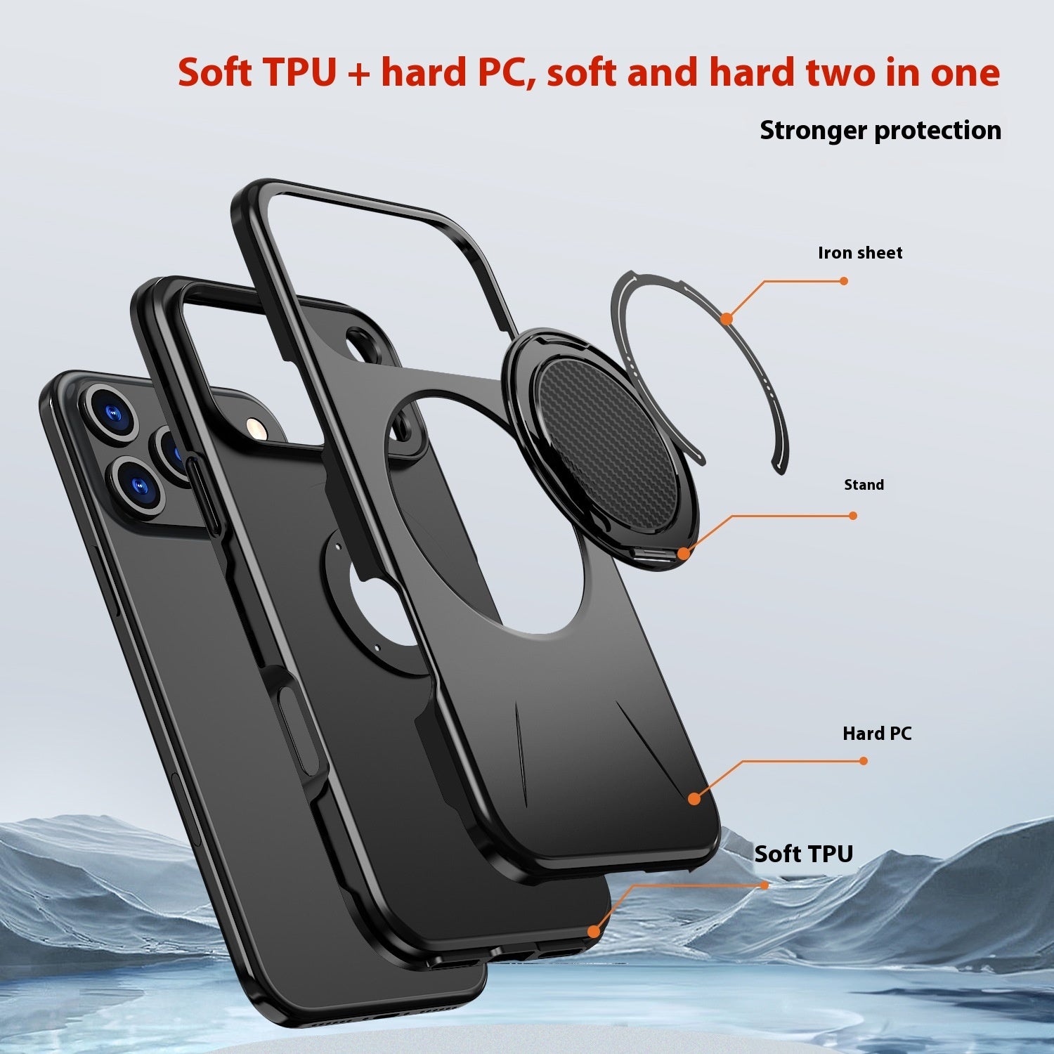 Suitable For 17Pro Phone Case Rotating Damping Magnetic Bracket Two-in-one Mein Shop