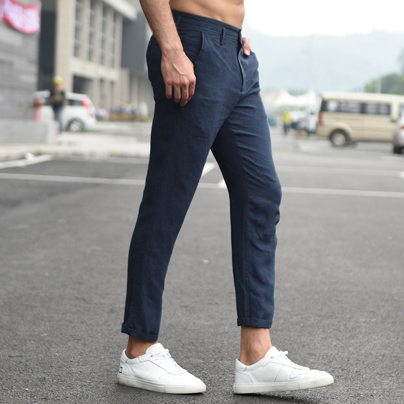 Atmungsaktive Herrenhose aus Baumwolle & Leinen – Lässig & Bequem