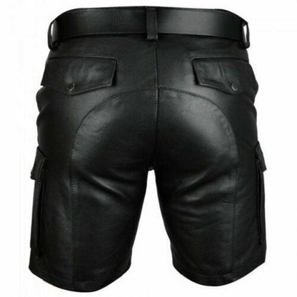 New Product Best-selling Hot Sale Solid Color PU Casual Men's Short Leather Pants Shorts null