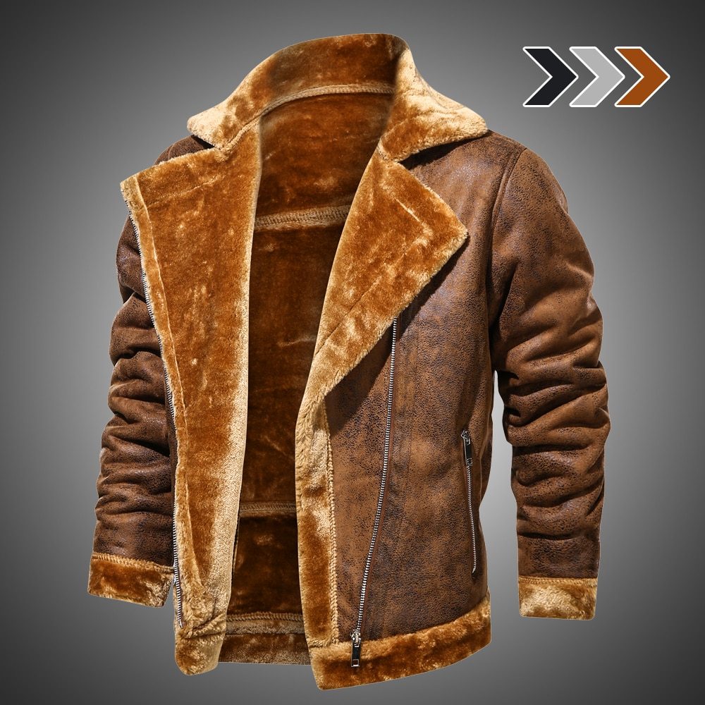Retro Winter Herrenjacke in Wildleder-Optik – Stilvoll & Warm