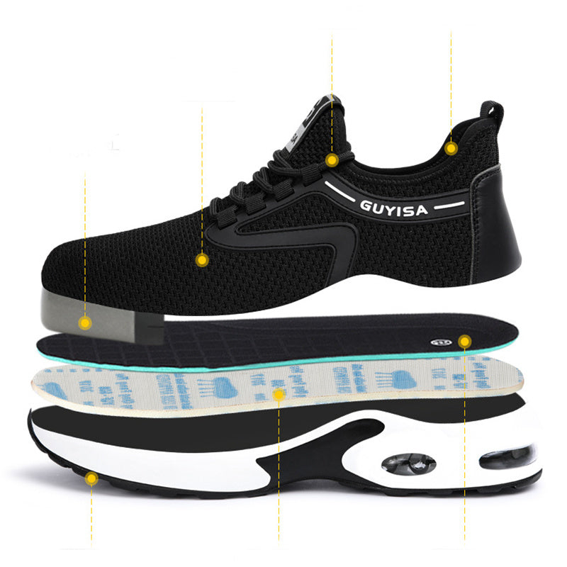 Black Sneakers Men Work Safety Shoes Lightweight Breathable For Gym Travel Work Casual Tennis Running Shoes Mein Shop