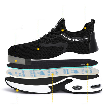 Black Sneakers Men Work Safety Shoes Lightweight Breathable For Gym Travel Work Casual Tennis Running Shoes Mein Shop