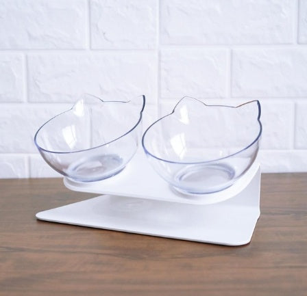 New Inclined Food Cat Ear Oblique Mouth Transparent Single Pet Bowl Mein Shop