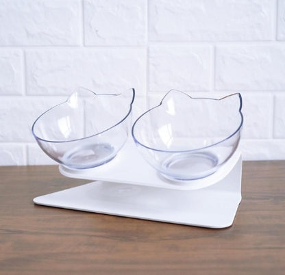 New Inclined Food Cat Ear Oblique Mouth Transparent Single Pet Bowl Mein Shop