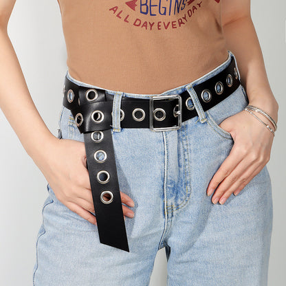 Men And Women Fashion Hollow Belt Personality Punk Style PU Soft Belt Jeans Hip Hop Accessories Mein Shop