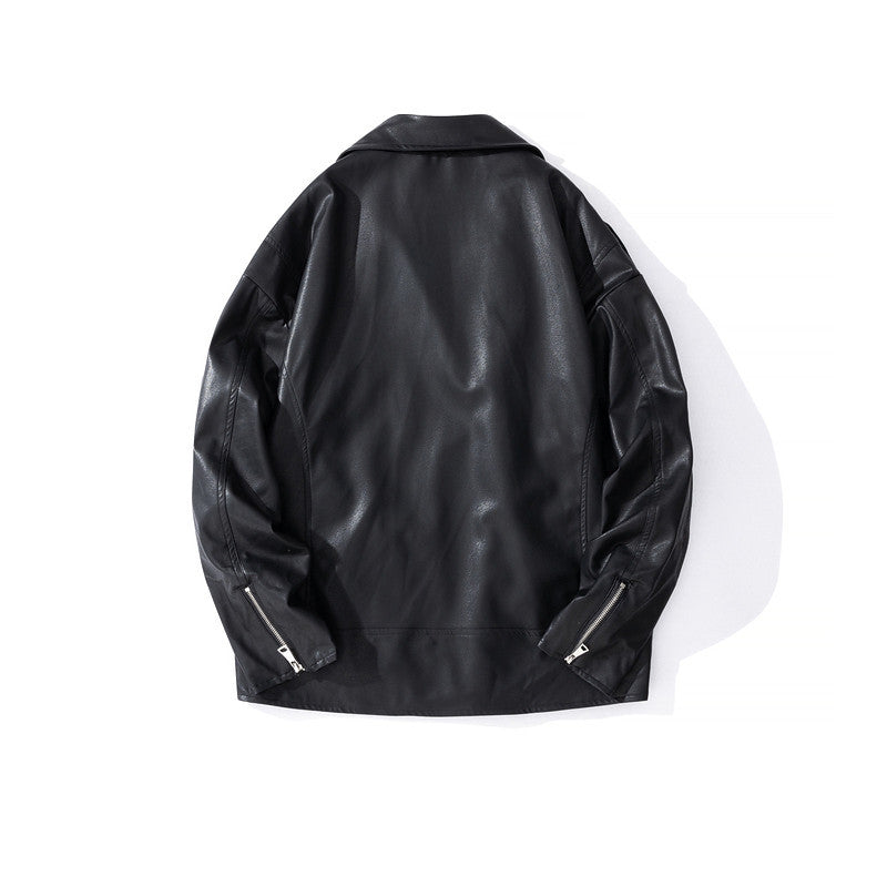 Men's Street Zipper Loose Hip Hop PU Leather Jacket Mein Shop