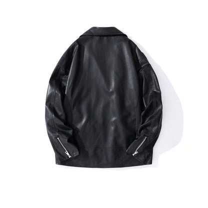 Men's Street Zipper Loose Hip Hop PU Leather Jacket Mein Shop