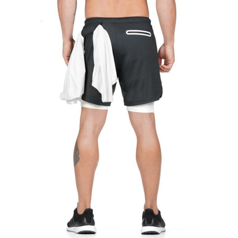 Running Shorts Men 2 In 1 Double-deck Quick Dry GYM  Fitness Jogging Workout  Pants Mein Shop