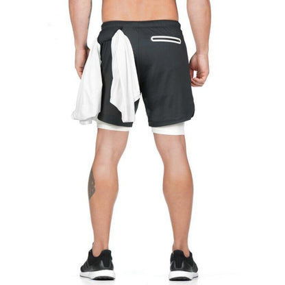 Running Shorts Men 2 In 1 Double-deck Quick Dry GYM  Fitness Jogging Workout  Pants Mein Shop