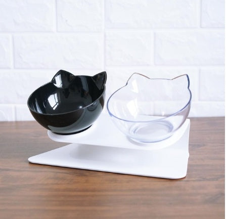New Inclined Food Cat Ear Oblique Mouth Transparent Single Pet Bowl Mein Shop