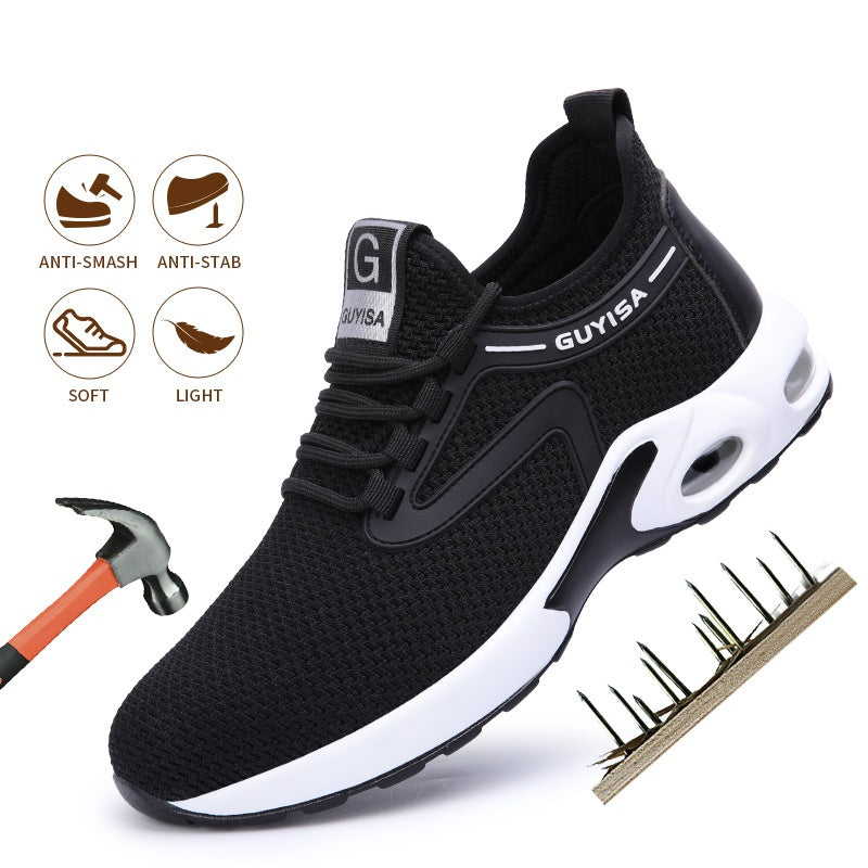 Black Sneakers Men Work Safety Shoes Lightweight Breathable For Gym Travel Work Casual Tennis Running Shoes Mein Shop