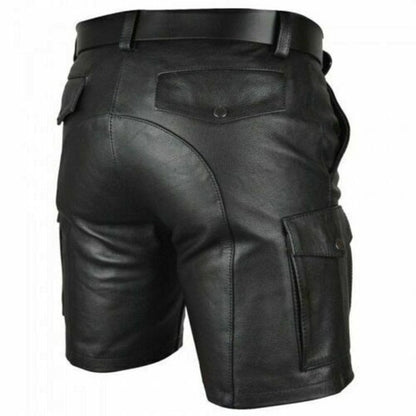 New Product Best-selling Hot Sale Solid Color PU Casual Men's Short Leather Pants Shorts null