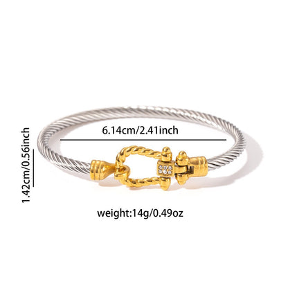 Titanium Steel Fashion Twisted Diamond-inlaid Horseshoe Clasp Bracelet Mein Shop