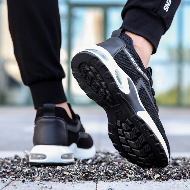 Black Sneakers Men Work Safety Shoes Lightweight Breathable For Gym Travel Work Casual Tennis Running Shoes Mein Shop