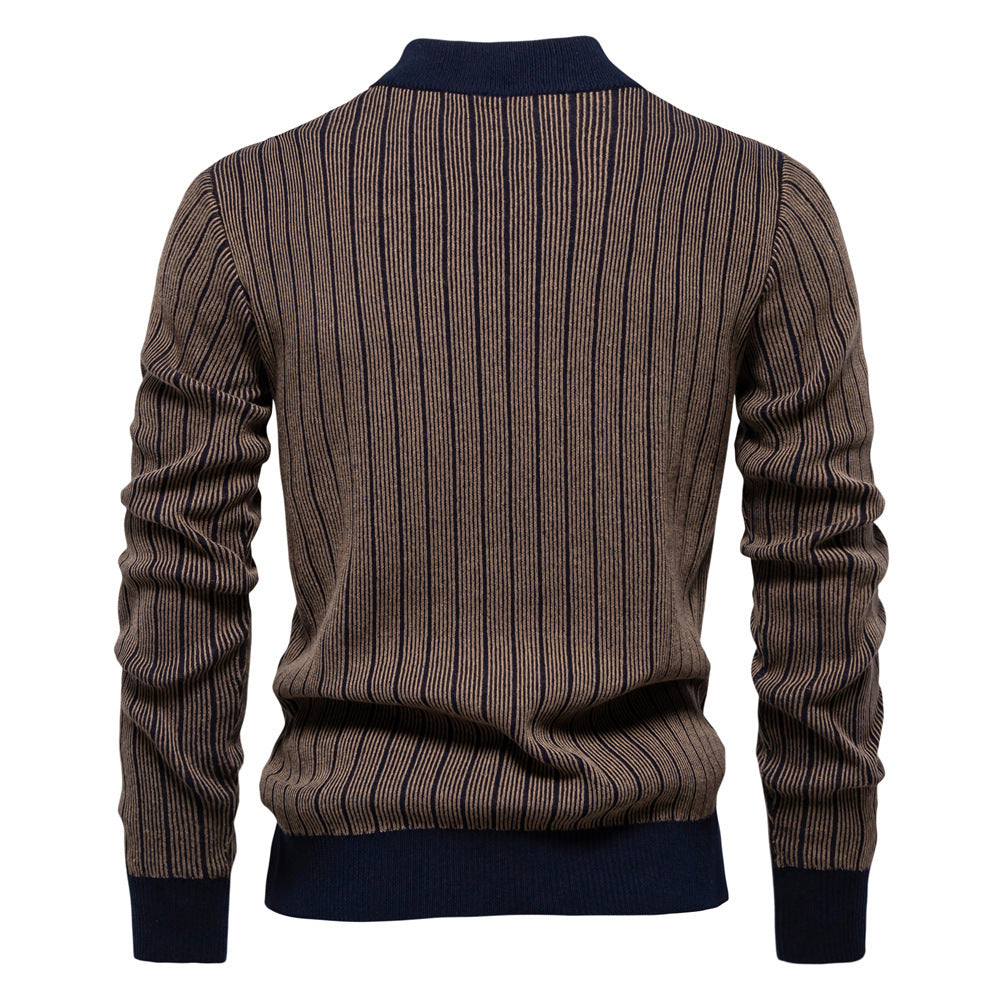 Herren Pullover mit Halbrollkragen – Slim Fit & Gestreift