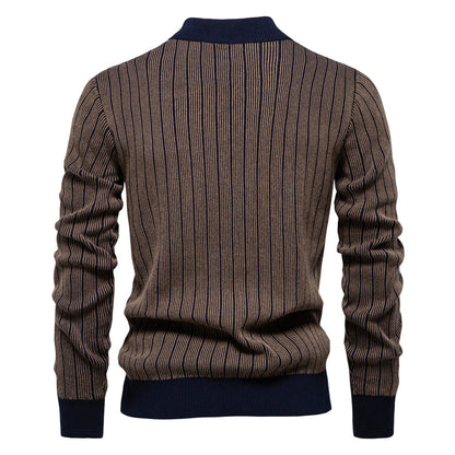 Herren Pullover mit Halbrollkragen – Slim Fit & Gestreift