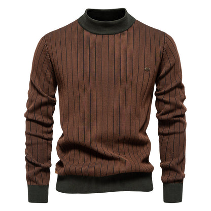 Herren Pullover mit Halbrollkragen – Slim Fit & Gestreift