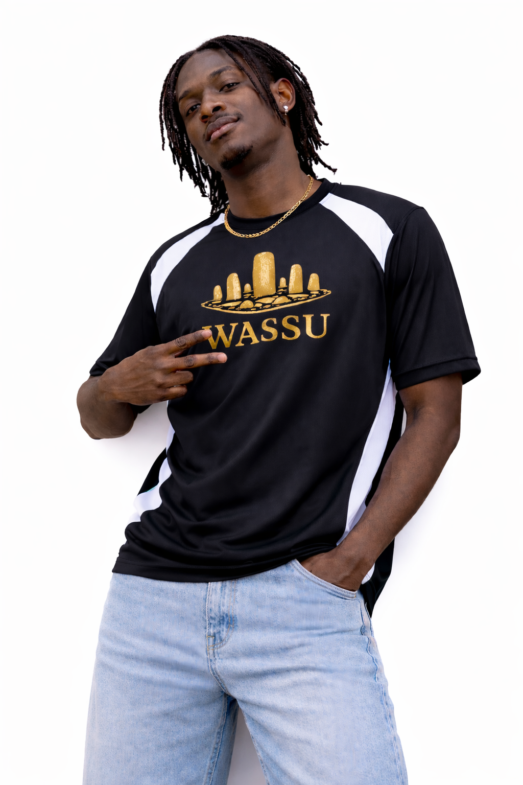 WASSU Stone Circle Black T-Shirts- Minimal Logo Streetwear Tee Wassu