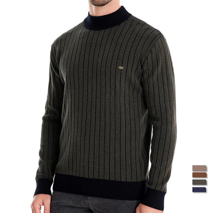 Herren Pullover mit Halbrollkragen – Slim Fit & Gestreift