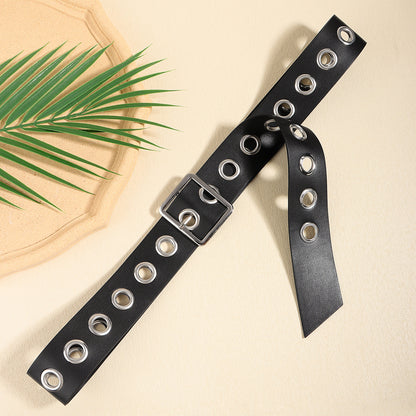 Men And Women Fashion Hollow Belt Personality Punk Style PU Soft Belt Jeans Hip Hop Accessories Mein Shop