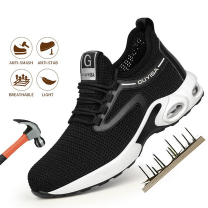 Black Sneakers Men Work Safety Shoes Lightweight Breathable For Gym Travel Work Casual Tennis Running Shoes Mein Shop