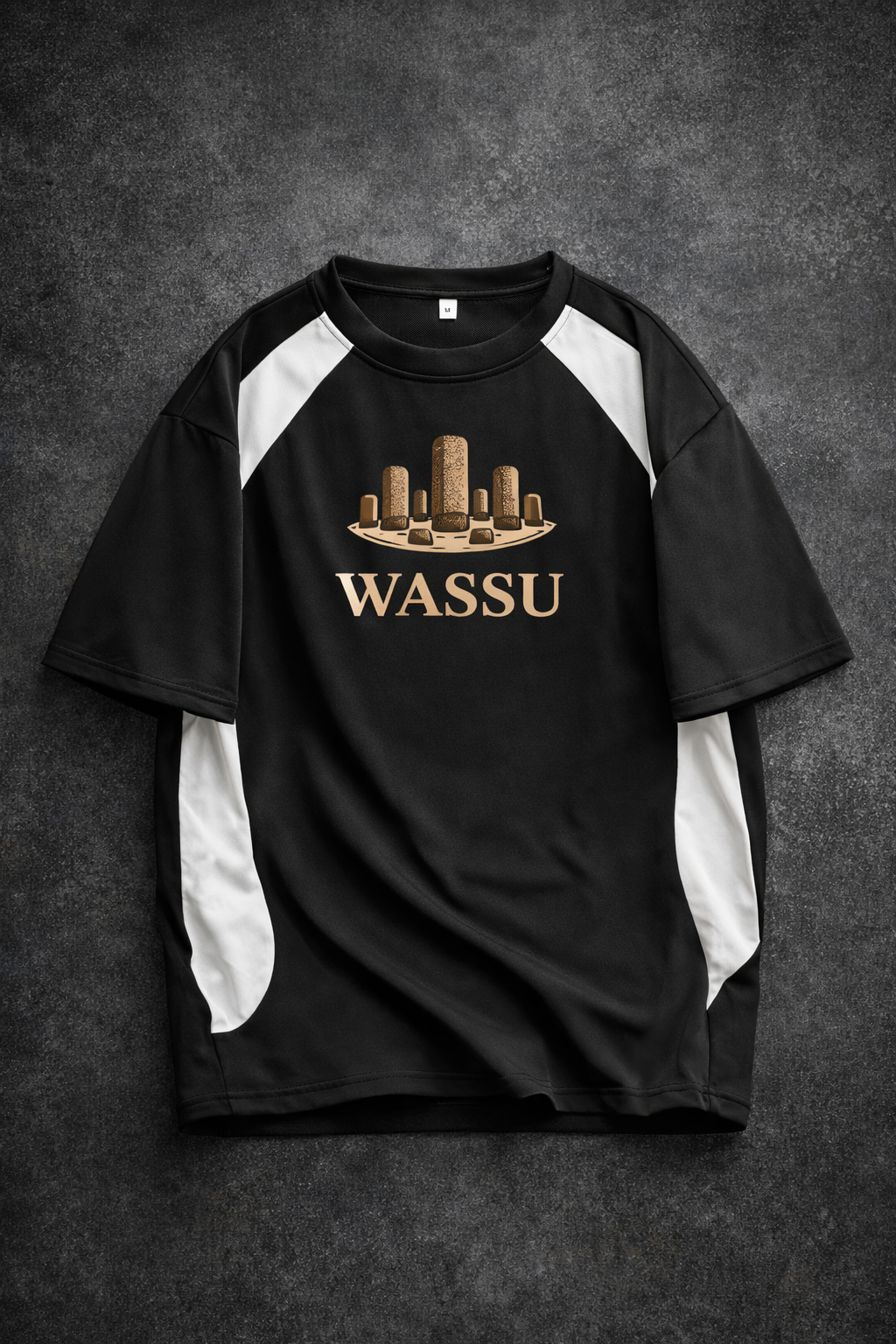WASSU Stone Circle Black T-Shirts- Minimal Logo Streetwear Tee Wassu