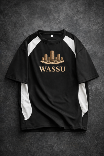 WASSU Stone Circle Black T-Shirts- Minimal Logo Streetwear Tee Wassu