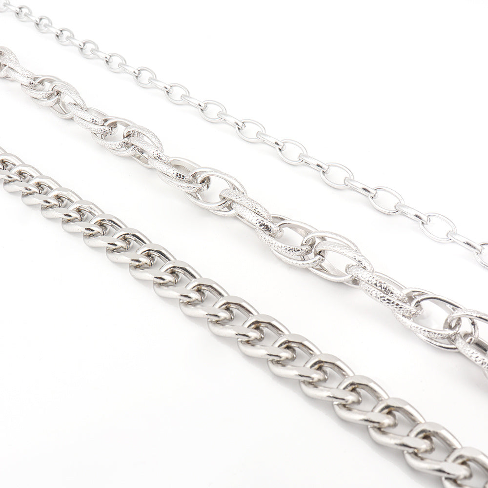 Hip Hop Fashion Pants Chain Men And Women Advanced Sense Multi Ring Silver Metal Chain Heavy Metal Industrial Style Jeans Hip-hop Accessories Mein Shop